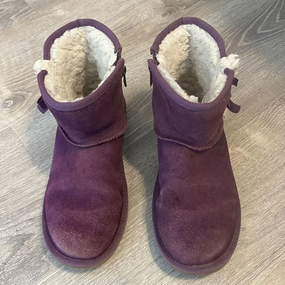 Koolaburra by Ugg Victoria Short Suede Boot Purple Womens 6.5 UK 4 EU 37 Youth 5
